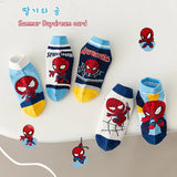 5 Pairs Children Socks Spider-Man Kids Boys Short Socks Iron Man Captain America Cartoon Baby Summer Spring Mesh Socks 1-12Y