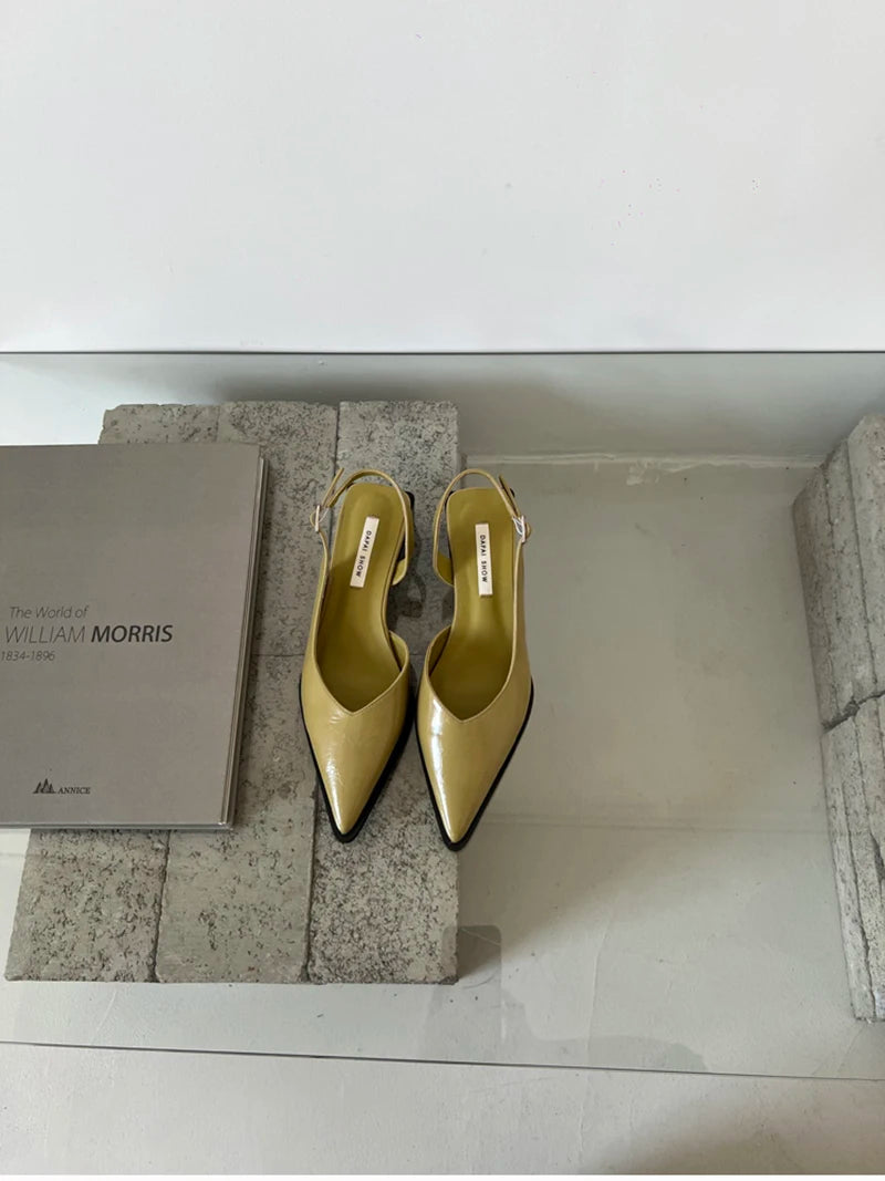 Summer Women's Cover Toe Sandals Elegant Shallow Slip On Shoes Comfort Low Heel Dress Street Style Shoes