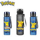 Anime Pokemon Portable Plastic Water Bottle 560ML Ash Ketchum Pikachu High Capacity Insulation Outdoor Water Cup for Kids Gift