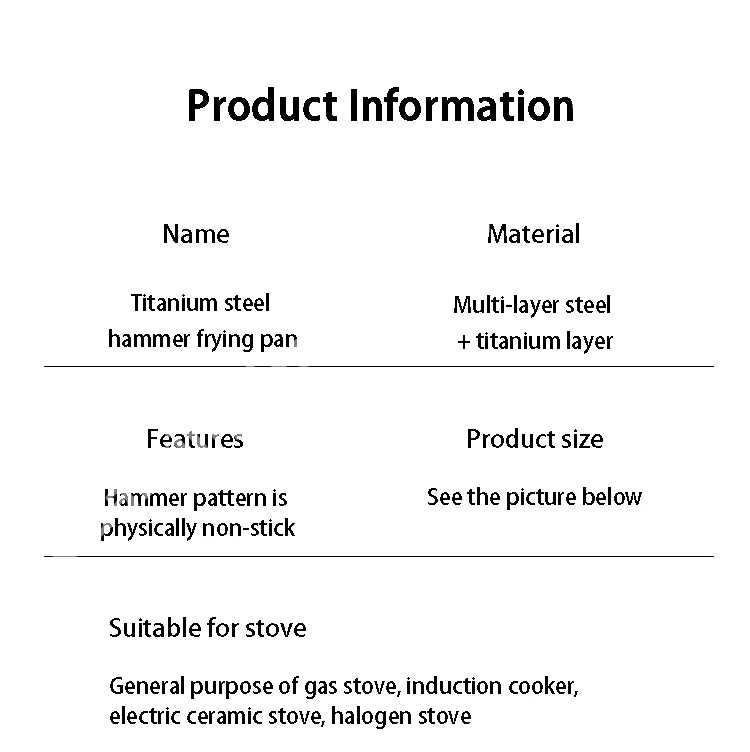 Titanium Stainless Steel Frying Pan Nonstick Wok Uncoated Pot Egg Steak Skillet Home Induction Cooker Gas Stove Kitchen Cookware