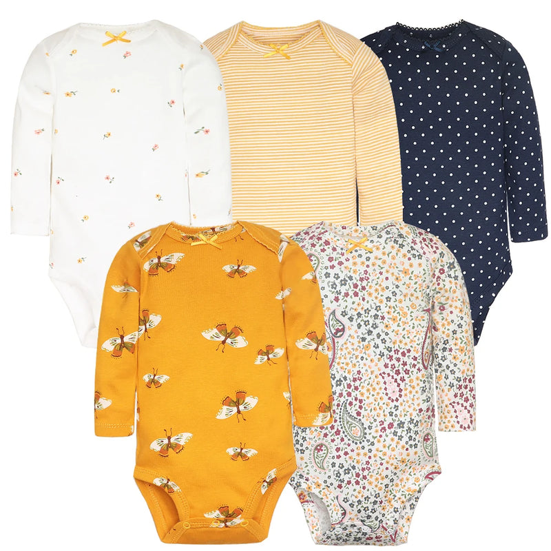 Conjunto de 5 piezas de monos para bebé niño y recién nacido, ropa para niña pequeña, 100 % algodón, suave, con dibujos animados