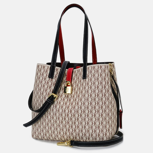 CH Women's Large Capacity Handbag Daily Commuting High-end Versatile PU Material Letter Printed Design Women's Crossbody Bag