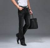 Denim Flared Jeans Men  Boot Cut Denim Pants Comfortable Slightly Slim Classic Loose Casual Blue Black Trousers For Male Bootcut