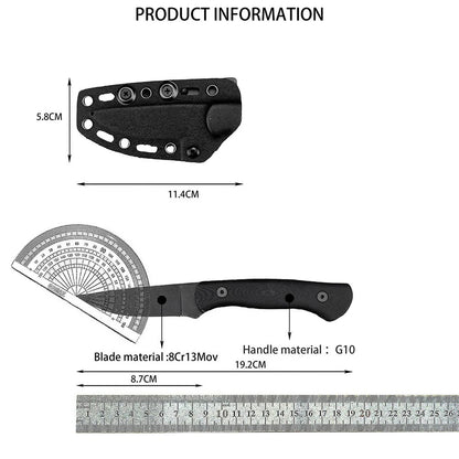Outdoor Camping Jungle Adventure EDC Multifunctional Fixed Blade Knife, Wild Hunting Exploration 8Cr13Mov Blade G10 Handle Tool