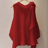 Fashion Beautiful White Bow Sleeveless Top for Women 2026 Summer New All-match Shirt Y2k Tanks Loose Blusas Mujer Blouse
