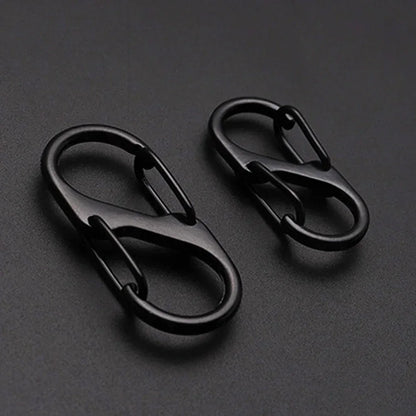 10Pcs S Type Mini Keychain Hook Stainless Steel Carabiner With Lock Anti-Theft Outdoor Camping Backpack Buckle Key-Lock Tool