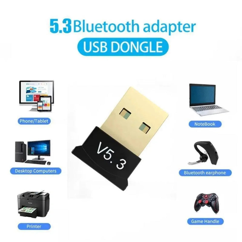 USB Bluetooth 5.3 Adapter Wireless Bluetooth 5.1 Dongle Adapter for PC Laptop Wireless Speaker Audio Receiver USB Transmitter