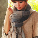 Women's Winter Plaid Imitation Cashmere Scarf, Autumn and Winter Thick Fashion Warm Wild Scarf Shawl