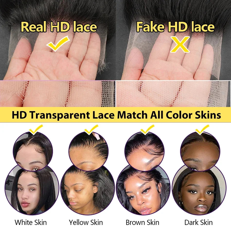 Peruca lace frontal cabelo humano ondeulado body wave - renda HD transparente pre - plucked