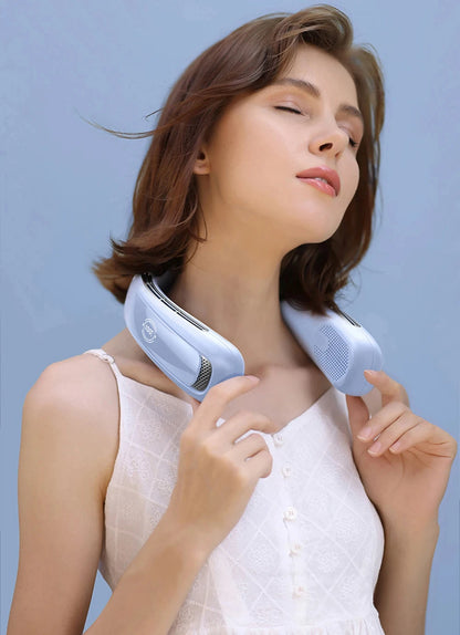15000mah Portable Neck Fan Smart Digital Display USB Rechargeable Outdoors Bladeless Silent Cooling Neck Fan