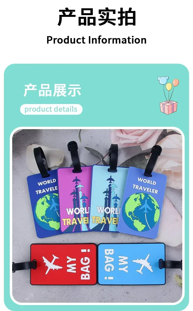 New PVC Soft Glue Airplane Luggage Tag Card Cover Name Labels Suitcase ID Address Hang Tag Boarding Pass Labels Travel Access