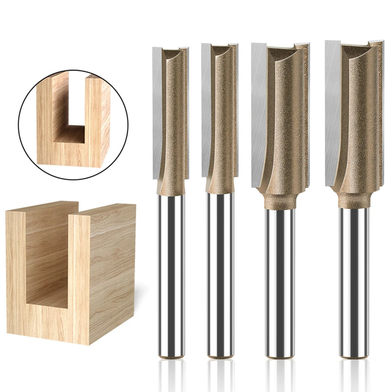 6mm Shank CNC Straight Bit Flush Trim Single Double Flute Router Bit Tungsten Carbide Milling Cutter Woodworking Tools