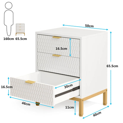 Tribesigns Modern Nightstand, 25.8" Tall Bedside Table with 3 Drawers, Contemporary End Side Table with Storage for Bedroom