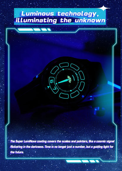 OBLVLO BLM-UFO Unique UFO-Shaped Automatic Watch with Luminous Silicone Strap And Steel Bracelet Waterproof Mechanical Timepiece