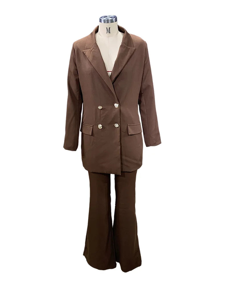 Women's Clothing 2023 Autumn New Solid Color Casual Suit Wide-leg Pants Suit Two-piece Suit Ensemble Femme 2 Pièces été