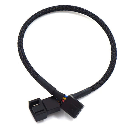 4-pin 1 to 3 Way PWM Fan Splitter Cable, Cooled 1 to 3 Way Tap Sleeve Extension Braided Cable Extension Cable 4-pin
