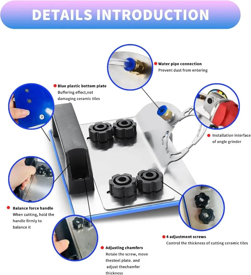 Angle Grinder Stand For Tile 45° Chamfer Cutting, Chamfered Bracket, Angle Grinding Fixed Holder, Angle Grinder Tile Chamfer