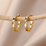 Heart Stainless Steel Earrings for Women Zircon Gold Color Hoop Earring Aesthetic Waterproof Ear Piercing Jewelry Accessories
