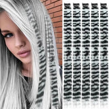 Stripe Printed Clip-in Hair Extensions Colorful Synthetic Hair Highlights 18 Inches Straight Wig Hairpieces for Daily Use Party
