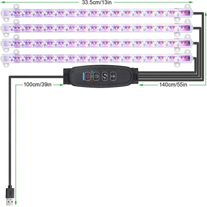 Lámpara LED de cultivo para interiores de 3 colores, USB, DC5V, temporizador, fitolamp para plantas, bombilla LED regulable, fitolamps de espectro completo, hidroponía 