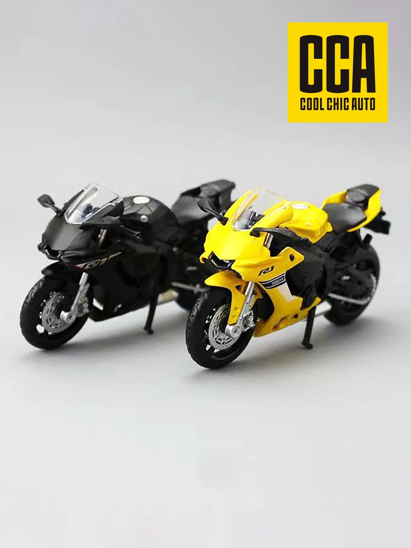 CCA Yamaha YZF-R1 alloy simulation motorcycle model, rear wheel with shock absorber, desk ornament, children's toy holiday gift