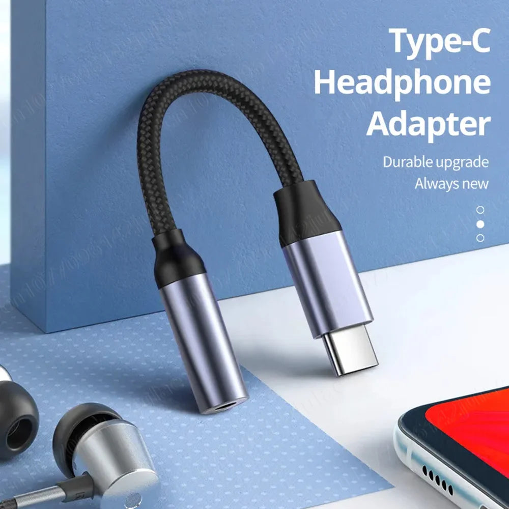 Adaptador de auriculares HiFi USB tipo C a conector de 3,5 mm, cable de audio USB-C de 3,5 mm, convertidor para iPhone 15, Samsung Galaxy, Huawei y Xiaomi.