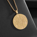 Collar con colgante de brújula de los siete arcángeles de Salomón, de acero inoxidable, estilo retro, amuleto de la suerte para hombre.