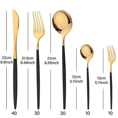 Juego de cubiertos de 30 uds, vajilla dorada, vajilla con espejo de acero inoxidable, cuchara para té, tenedor, cuchillo, juego de cubiertos occidentales