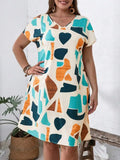 2024 Spring and Summer Cross-border Europe and America New Large Women's Fashion V-neck Shirt Dress Plus Size