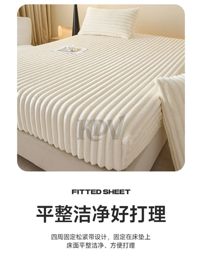 Solid Color Thick Faux Rabbit Fur Mattress Cover Autumn Winter Warm Velvet Mattress Protector Fluffy Soft Plush Fitted Bed Sheet