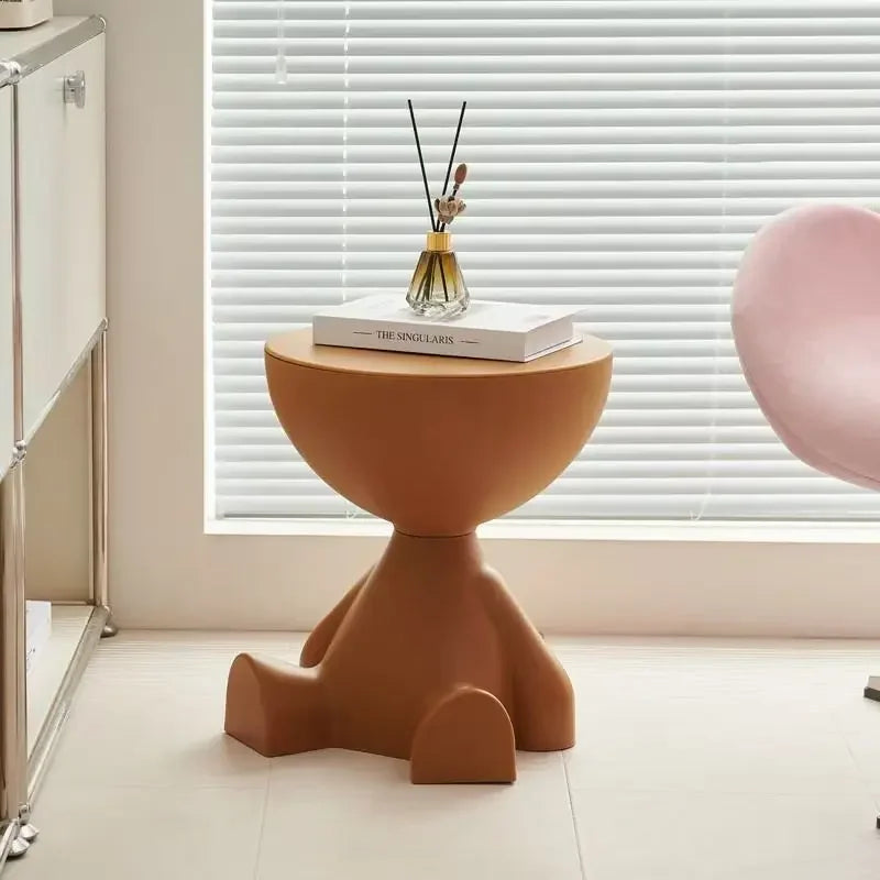 Mesa auxiliar de sofá de dibujos animados de lujo, ligera, creativa, de cabeza plana, pequeña, de plástico, para el hogar