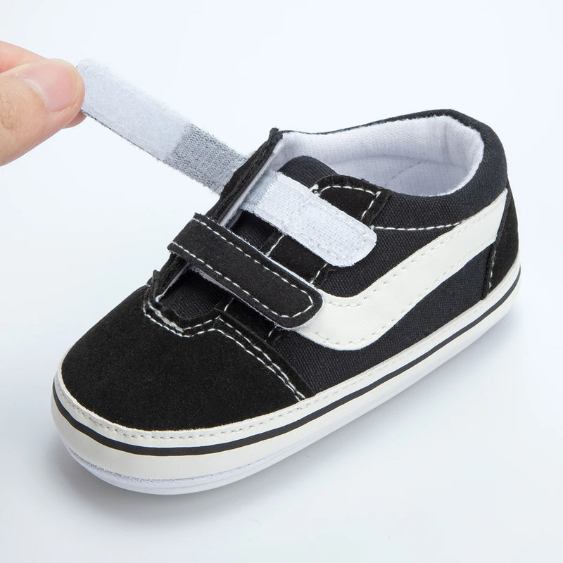 Zapatos Meckior para bebé niño y niña, zapatillas de lona con suela de goma antideslizante y diseño de rayas a cuadros, para primeros pasos, zapatos casuales unisex para bebé.