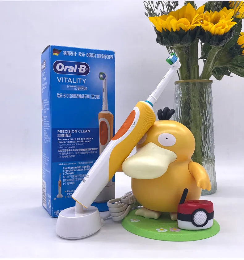 Cepillo de dientes eléctrico Oral B para adultos, recargable, con rotación, blanqueamiento 3D y cabezales de regalo.