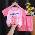 New Boys Summer Clothing Set Full Bear Print Cotton Short Sleeve T-shirts and Shorts 2PCS Breathable Outfit For Girls