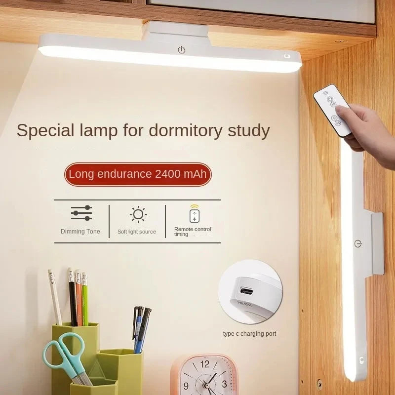 Lámpara de escritorio con interruptor de lectura remota, protección ocular LED magnético, atenuación continua de tres velocidades, recargable por USB, lámpara de aprendizaje para estudiantes