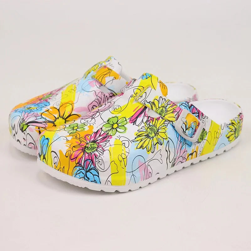 Print Medical Clogs Slip Resistant Doctor and Nurse Slippers Ultra Light Dentist Veterinary Footwear Premium Surgical Shoes YC-1