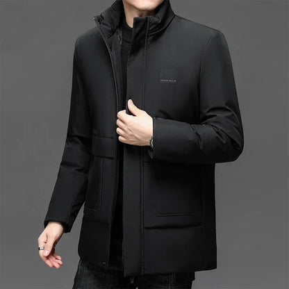 Winter New Men 2025 Outdoor Jet Ski Snow Warm Parkas Jacket Coat Waterproof Thick Fleece Slim Parka Men Outwear Brand Casual Hat