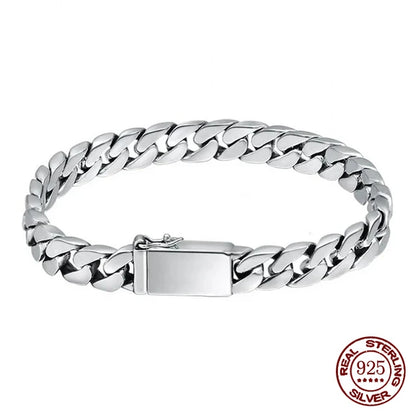 100% s925 pulseira de prata esterlina 8mm punk s925 jóias de prata nunca desaparecer transportar certificado masculino feminino jóias presentes