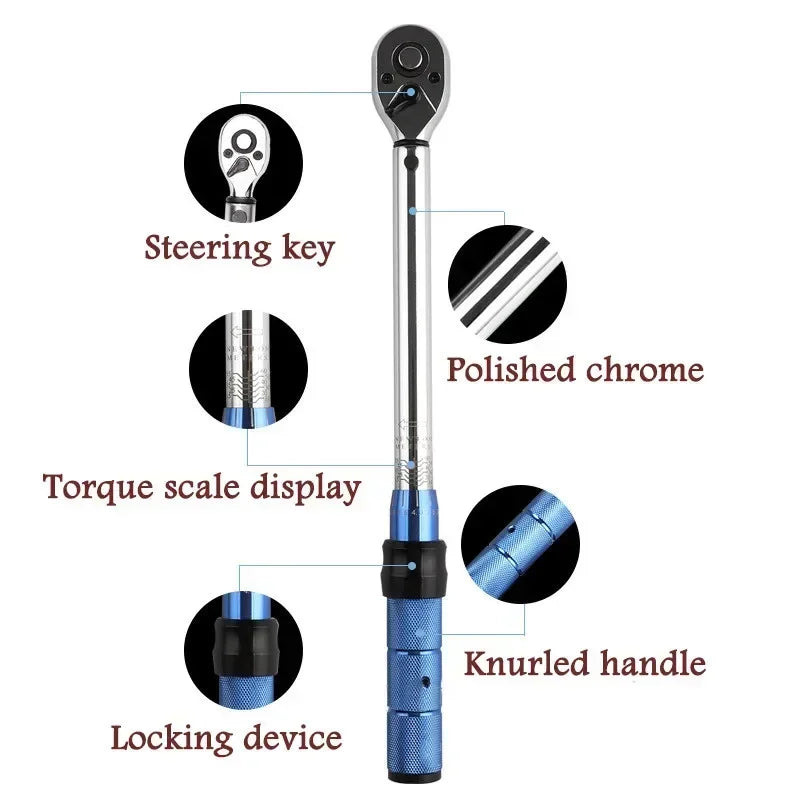 5-60N.m Torque Wrench 3/8 Inch Square Drive Torques Key ±3% High Precision Torque Wrench Professional Bicycle Automotive Tool