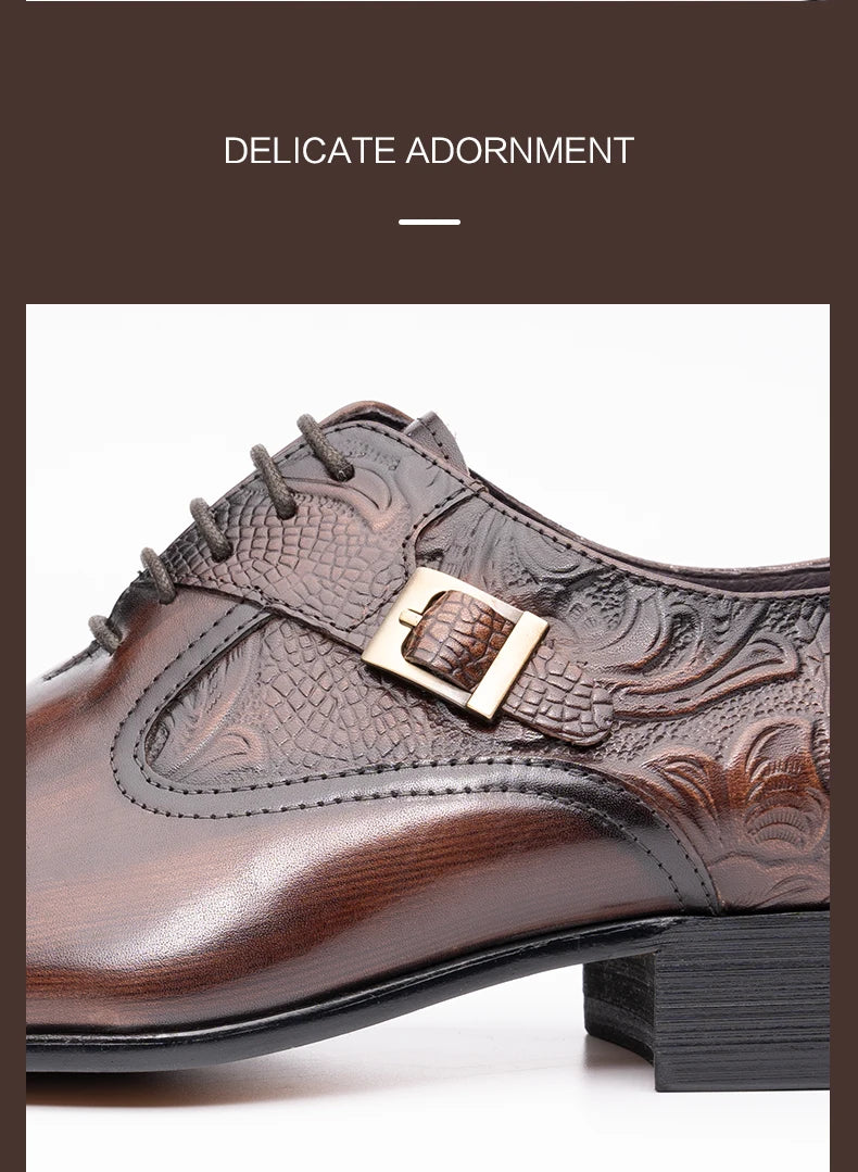 Nice Men Black Brown Leather Oxford Brogue Dress Shoes Office Men's Leather Men's Pair with Suit Jeans Side Lace Up Buckle Stylish