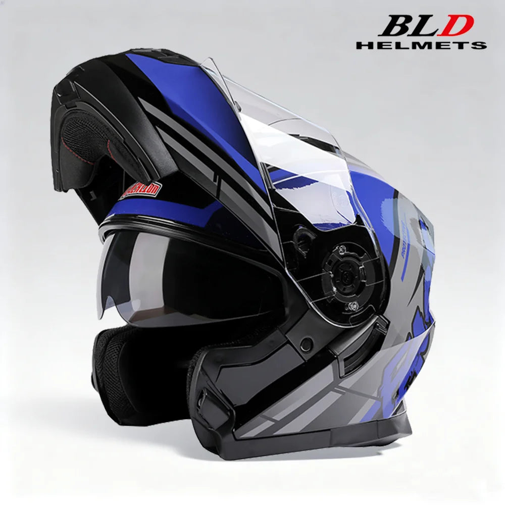 BLD Modular Motorcycle Full Face Helmet ECE Flip-up Double Anti-Fog Visor Purple Bird Sport Design In Stock Adult Men and Women