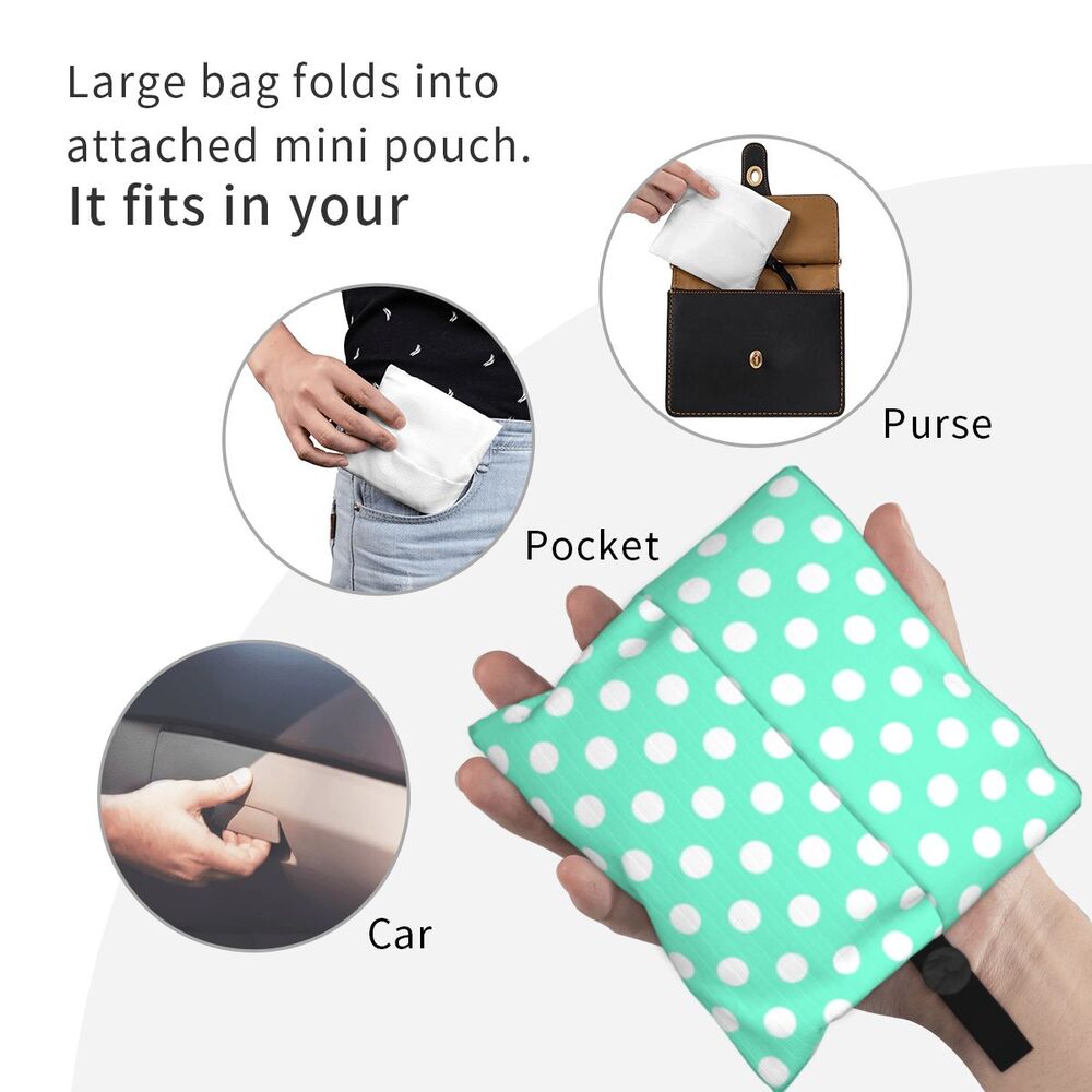 Custom Recycling Classic Black And White Polka Dot Shopping Bag Women Tote Bag Portable Grocery Shopper Bags