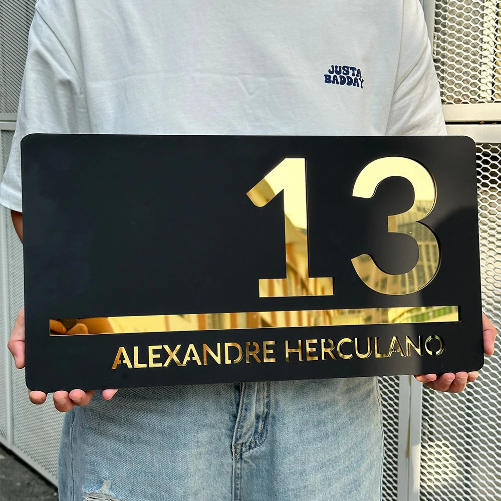 Custom Laser Cut 28/40/45cm Acrylic Modern 3D Floating House Number Sign Outdoor Street Name Waterproof Plate Matte Black White