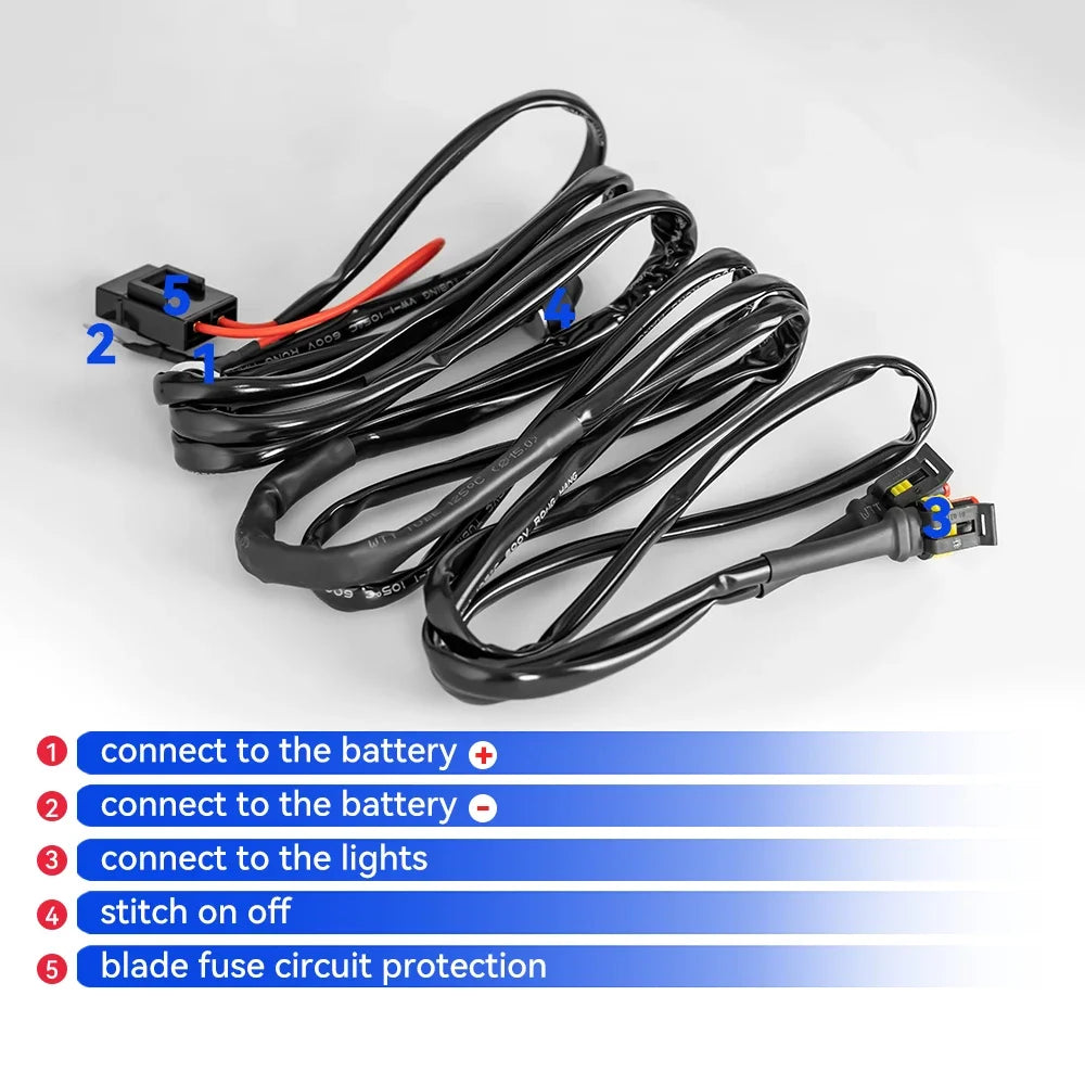 Motorcycle Fog Light Wiring Harness LED Lamp Headlamp Refit Relay Wire Motorbike Spotlight Cable Accessory