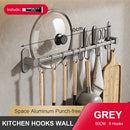 Wall Mounted Kitchen Hook Rack No-Punching Wall Hangers Rail Kitchen Utensils Rack Spoon Shovel Chopping Board Storage Rack