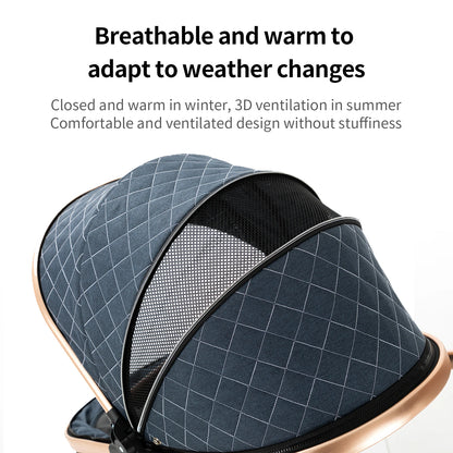 Lightweight Baby Stroller 3-IN-1 Luxury Travel System with Adjustable Seat Baby Car with Canopy& Mosquito Net for Newborns New