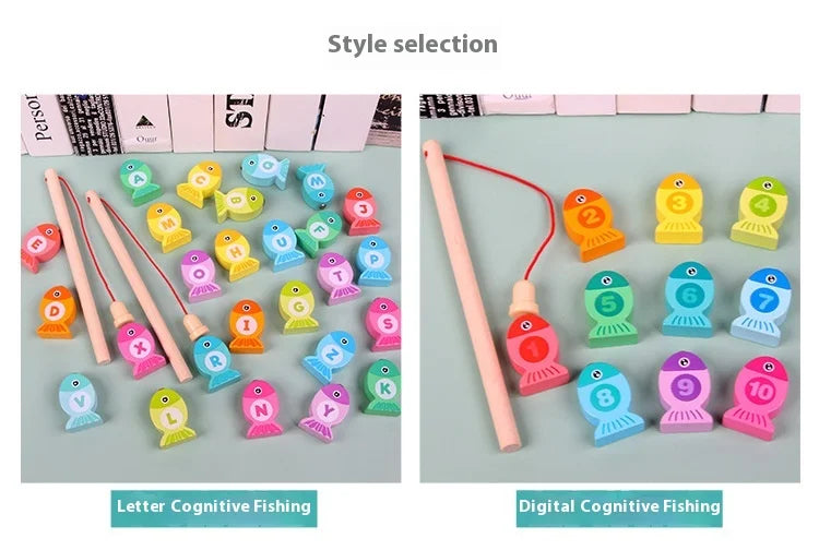Wooden Children Fishing Toys Baby Early Education Toys Kids Ability Training Toy Montessori Education Fun Game Alphabet Learning