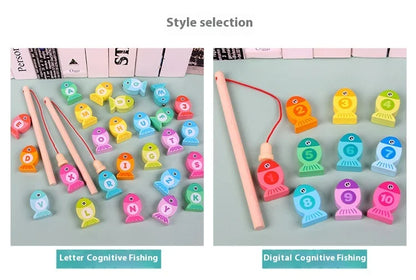 Wooden Children Fishing Toys Baby Early Education Toys Kids Ability Training Toy Montessori Education Fun Game Alphabet Learning