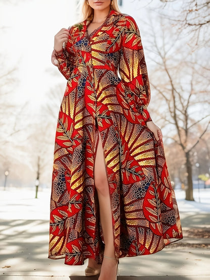 Plus size camisa vestido africano democrático tropical tribal impressão botão lapela com bolso vestido longo festa de férias datas melhor