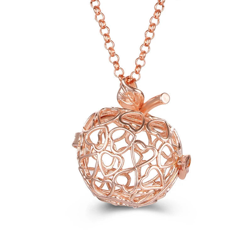 New Aroma Water Droplets Cage Lockets Necklace Heart Shaped Zircon Essential Oil Diffuser Set Combination Woman Pendant Jewelry
